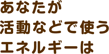 あなたが活動などで使うエネルギーは